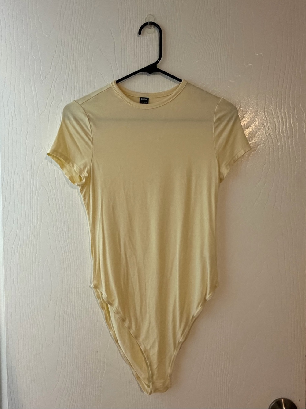 SHEIN Pale Yellow Short Sleeve Crew Neck Bodysuit